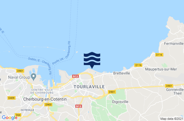 Carte des horaires des marées pour Tourlaville, France