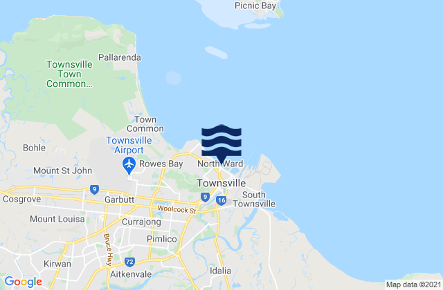 Carte des horaires des marées pour Townsville, Australia