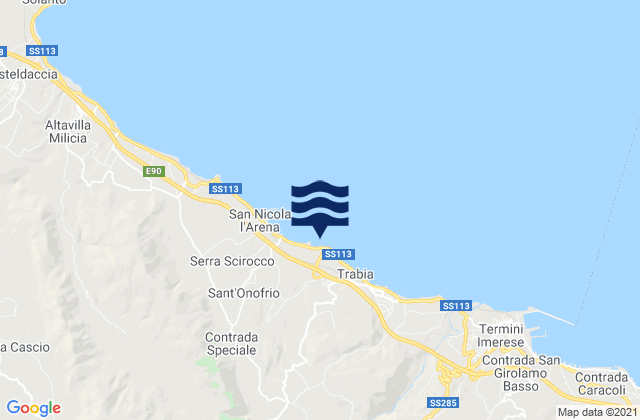 Carte des horaires des marées pour Trabia, Italy