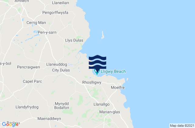 Carte des horaires des marées pour Traeth Lligwy, United Kingdom