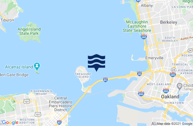 Carte des horaires des marées pour Treasure Island 0.3 mile east of, United States