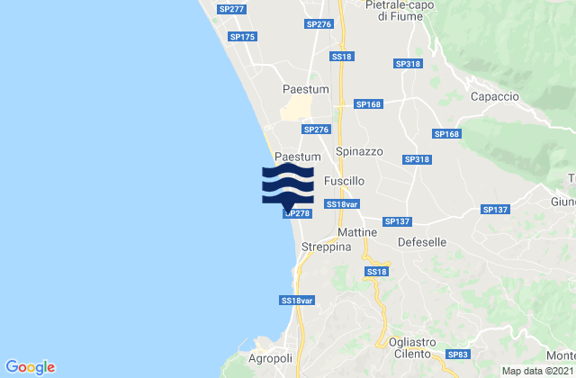 Carte des horaires des marées pour Trentinara, Italy