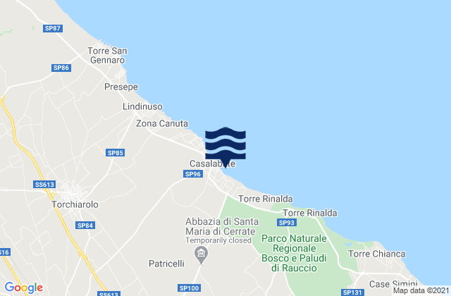 Carte des horaires des marées pour Trepuzzi, Italy