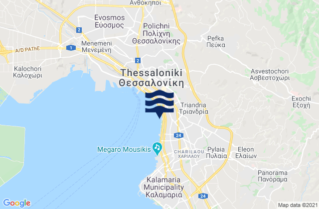 Carte des horaires des marées pour Triandría, Greece