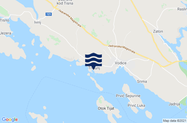 Carte des horaires des marées pour Tribunj, Croatia