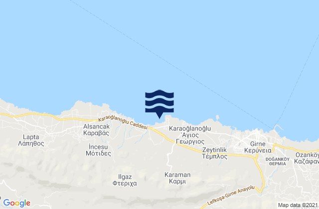 Carte des horaires des marées pour Trimíthi, Cyprus