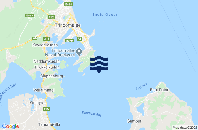 Carte des horaires des marées pour Trincomalee Harbour, Sri Lanka