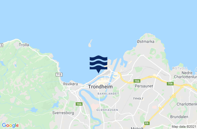 Carte des horaires des marées pour Trondheim, Norway