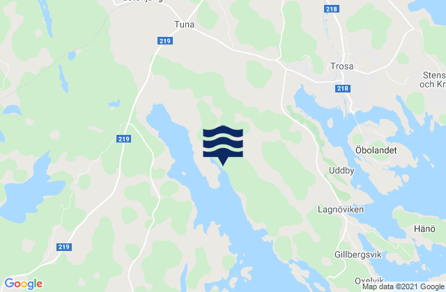 Carte des horaires des marées pour Trosa Kommun, Sweden