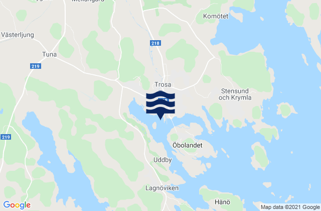 Carte des horaires des marées pour Trosa, Sweden