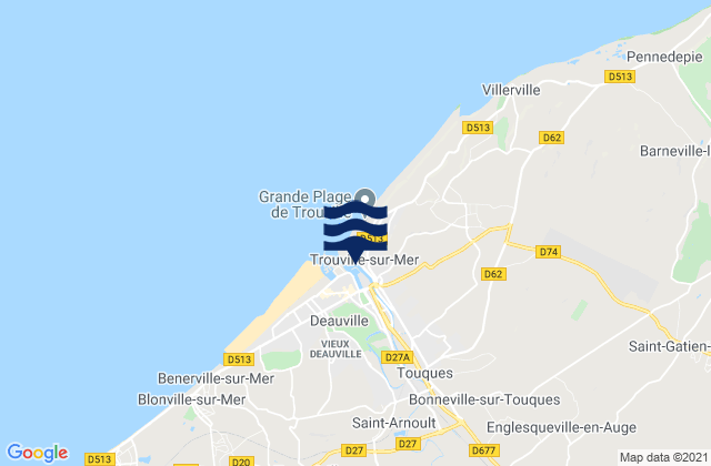 Carte des horaires des marées pour Trouville-sur-Mer, France