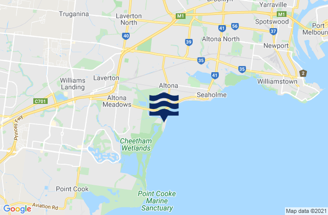 Carte des horaires des marées pour Truganina, Australia