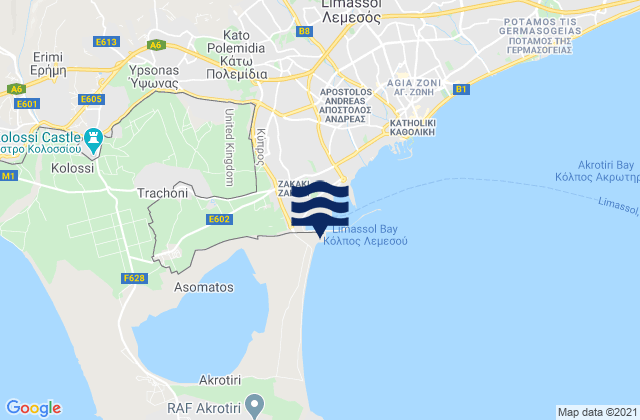 Carte des horaires des marées pour Tserkézoi, Cyprus
