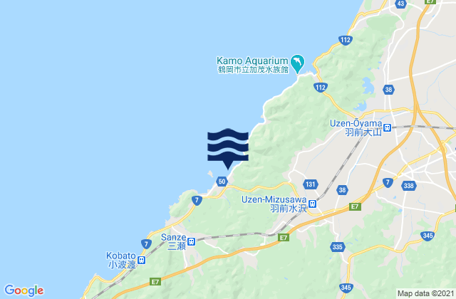 Carte des horaires des marées pour Tsuruoka Shi, Japan