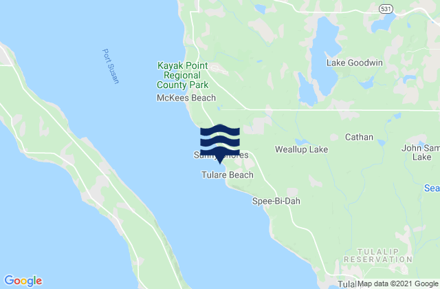Carte des horaires des marées pour Tulare Beach Port Susan, United States