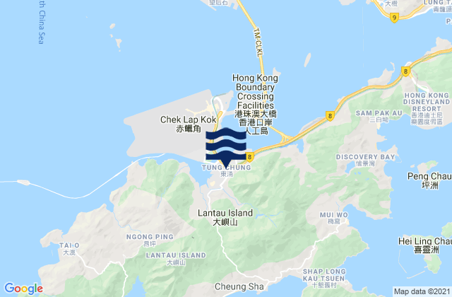 Carte des horaires des marées pour Tung Chung, Hong Kong