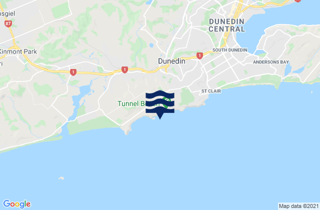 Carte des horaires des marées pour Tunnel Beach, New Zealand