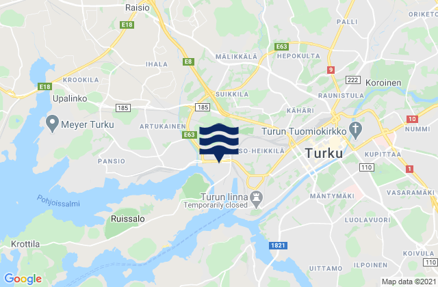 Carte des horaires des marées pour Turku, Finland