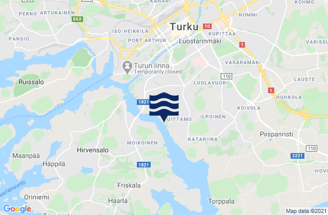 Carte des horaires des marées pour Turku, Finland