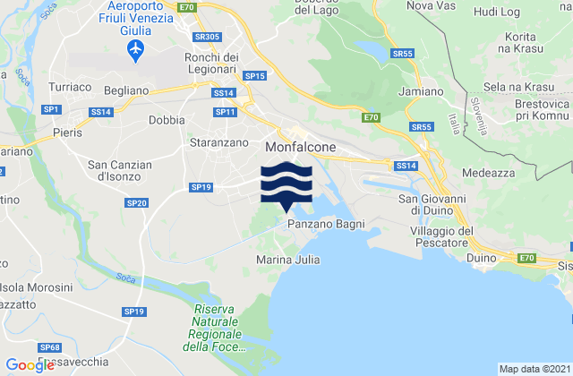 Carte des horaires des marées pour Turriaco, Italy