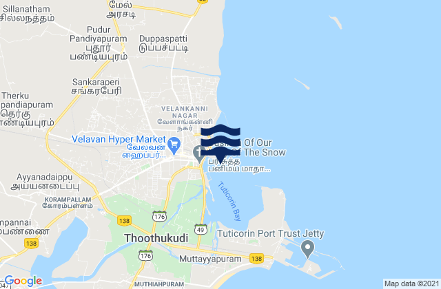 Carte des horaires des marées pour Tuticorin Gulf of Mannar, India