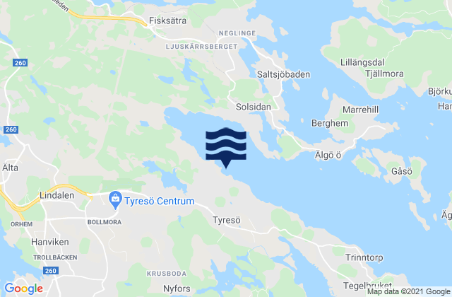 Carte des horaires des marées pour Tyresö Kommun, Sweden