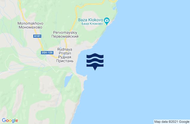 Carte des horaires des marées pour Tyutikha Bay, Russia
