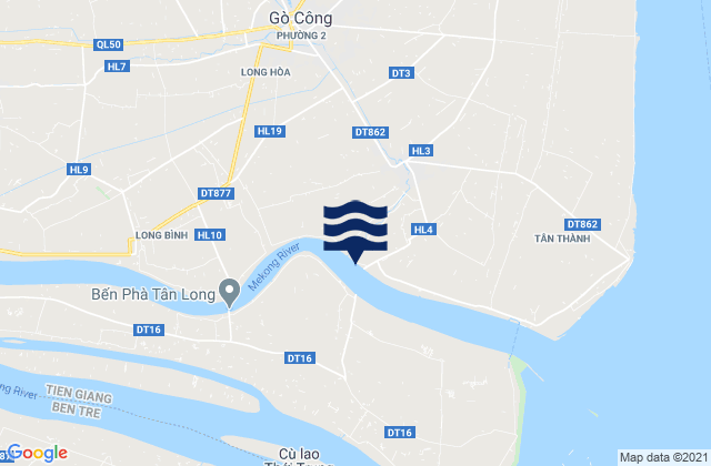Carte des horaires des marées pour Tân Hòa, Vietnam