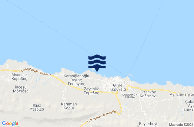 Carte des horaires des marées pour Témplos, Cyprus