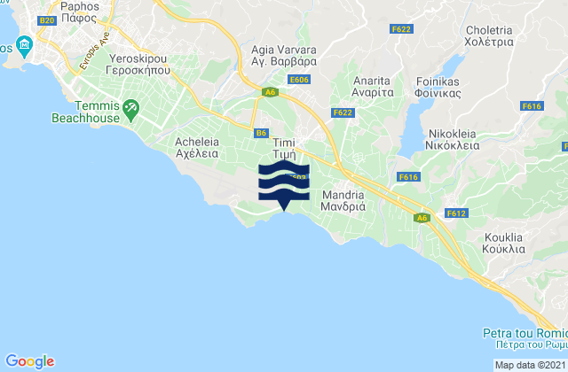 Carte des horaires des marées pour Tími, Cyprus