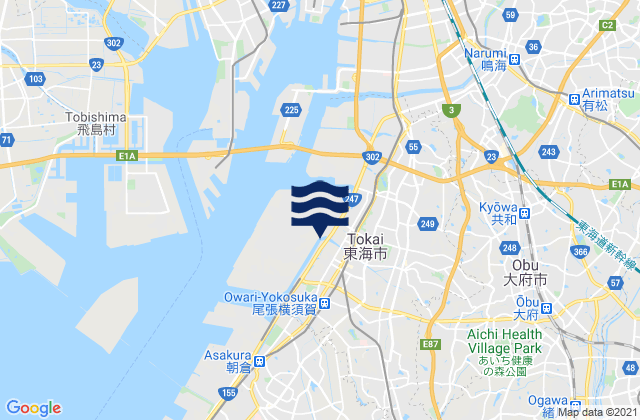 Carte des horaires des marées pour Tōkai-shi, Japan
