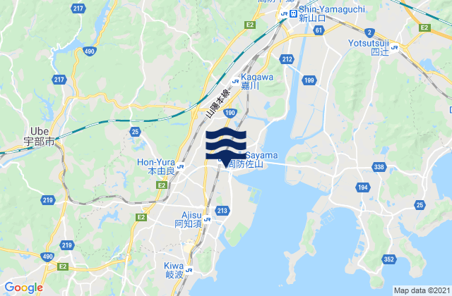 Carte des horaires des marées pour Ube Shi, Japan