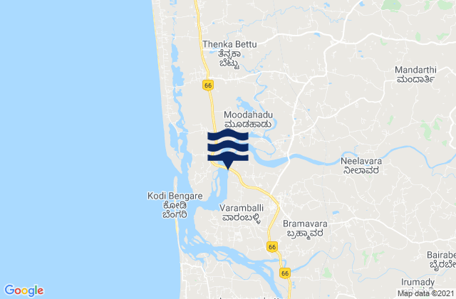 Carte des horaires des marées pour Udupi, India