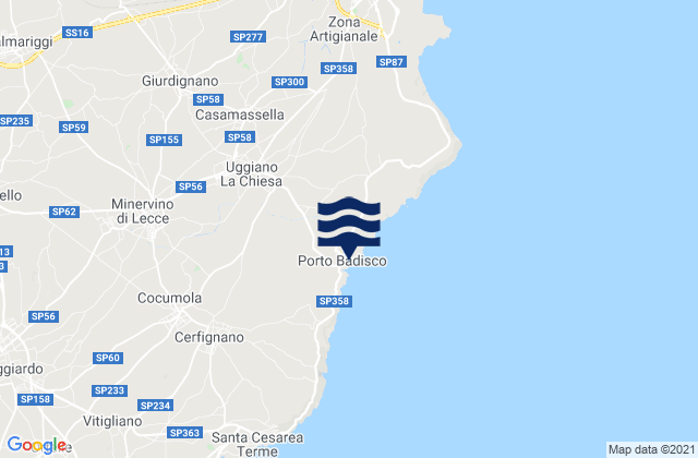 Carte des horaires des marées pour Uggiano la Chiesa, Italy