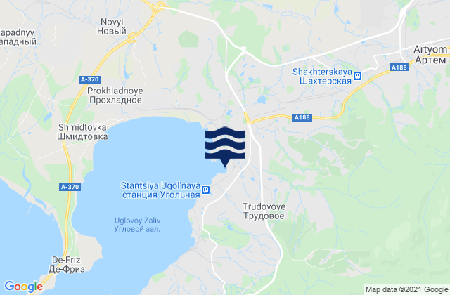 Carte des horaires des marées pour Uglovoye, Russia