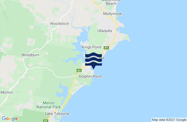 Carte des horaires des marées pour Ulladulla Bommie, Australia