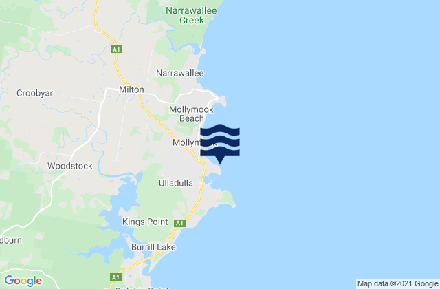 Carte des horaires des marées pour Ulladulla Harbour, Australia
