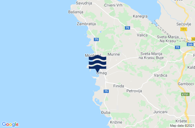 Carte des horaires des marées pour Umag, Croatia