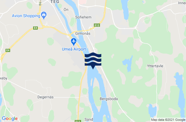Carte des horaires des marées pour Umeå, Sweden