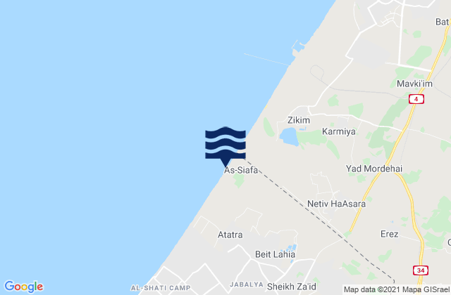 Carte des horaires des marées pour Umm an Naşr, Palestinian Territory