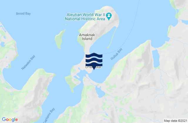 Carte des horaires des marées pour Unalaska (Dutch Harbor), United States