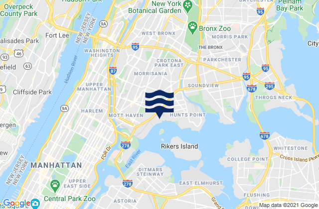 Carte des horaires des marées pour University Heights Bridge, Harlem River, United States