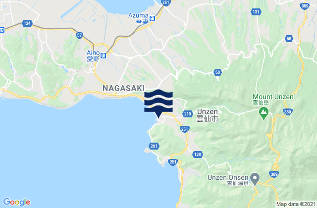 Carte des horaires des marées pour Unzen-shi, Japan