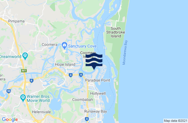 Carte des horaires des marées pour Upper Coomera, Australia