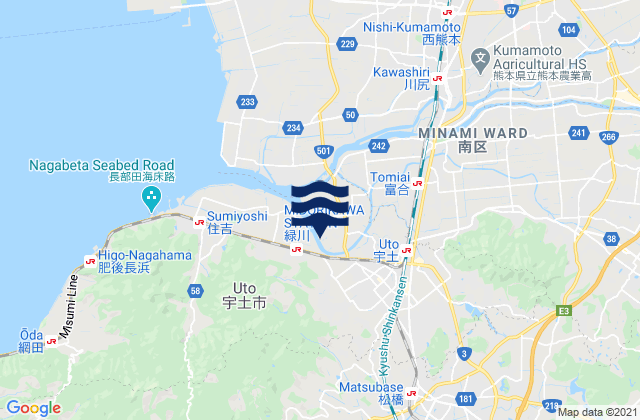 Carte des horaires des marées pour Uto, Japan