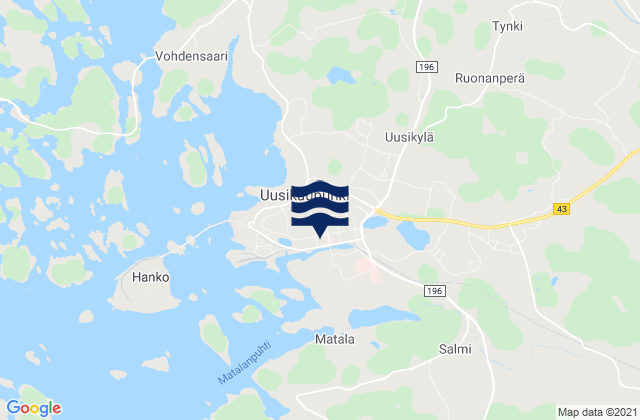 Carte des horaires des marées pour Uusikaupunki, Finland