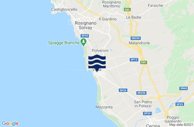 Carte des horaires des marées pour Vada, Italy