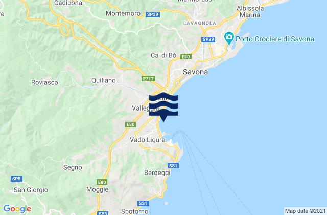 Carte des horaires des marées pour Vado Centro, Italy