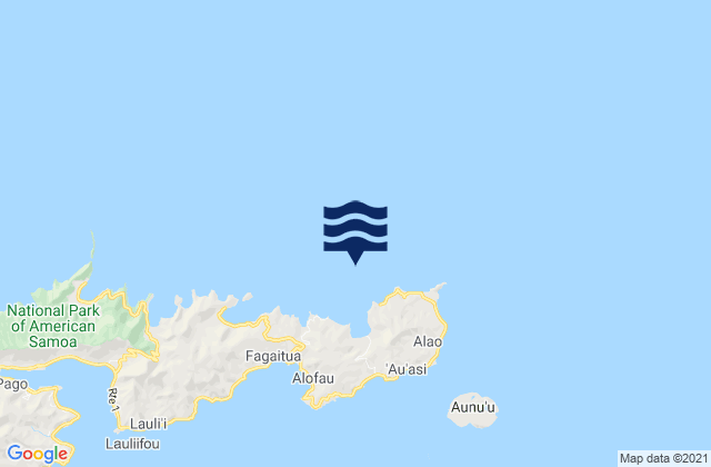 Carte des horaires des marées pour Vaifanua County, American Samoa