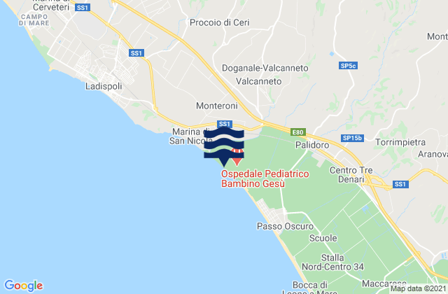 Carte des horaires des marées pour Valcanneto, Italy